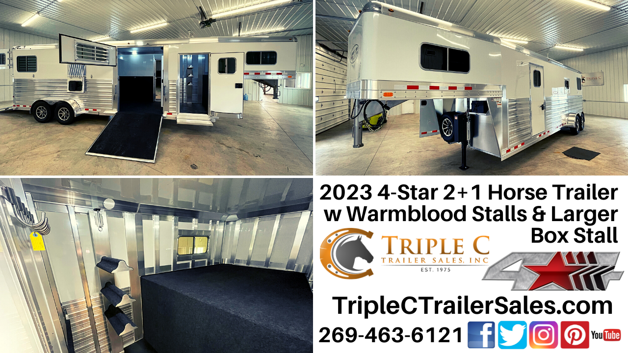 2023 4-Star 2+1 Horse Trailer w Warmblood Stalls & Larger Box Stall