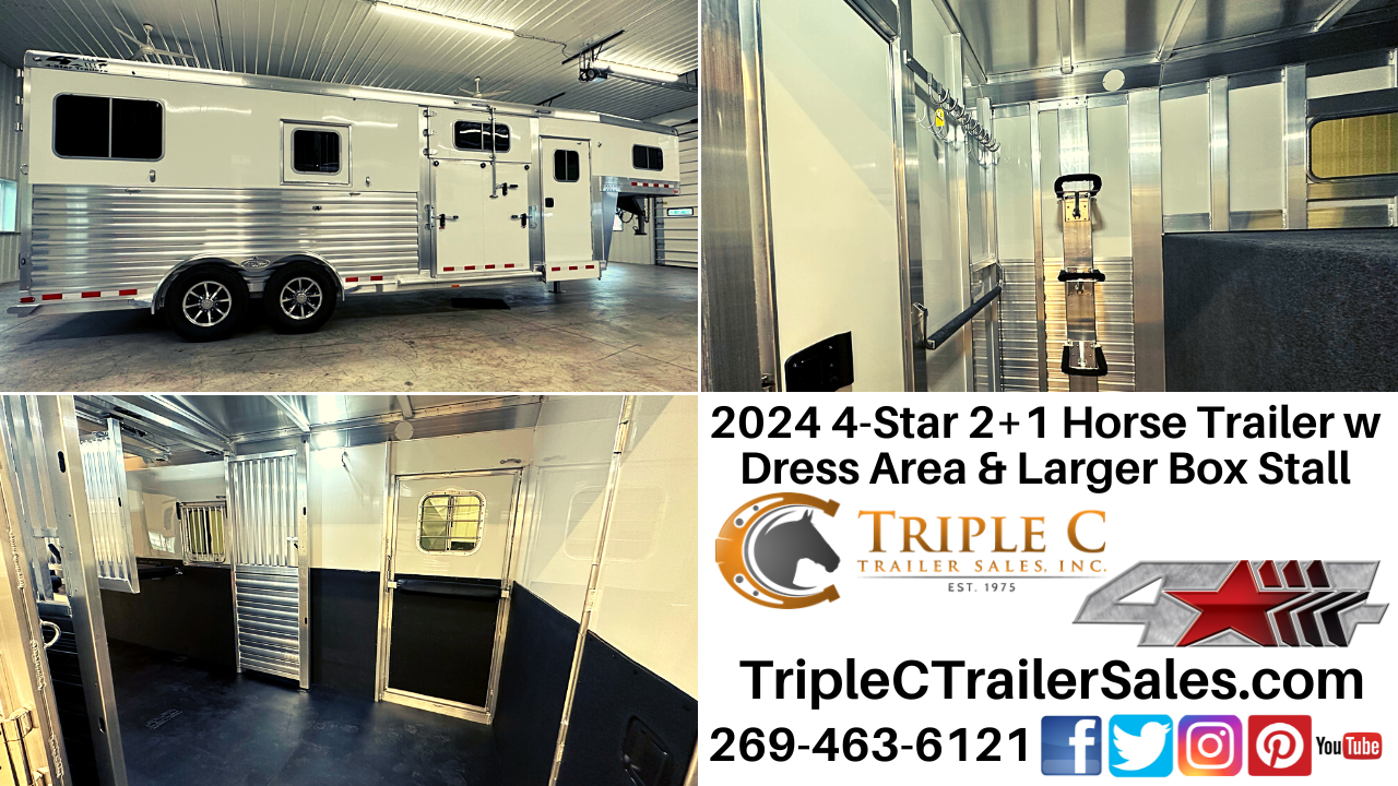 2024 4-Star 2+1 Horse Trailer w Dress Area & Larger Box Stall