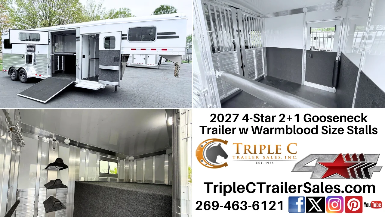 2027 4-Star 2+1 Gooseneck Trailer w Warmblood Size Stalls